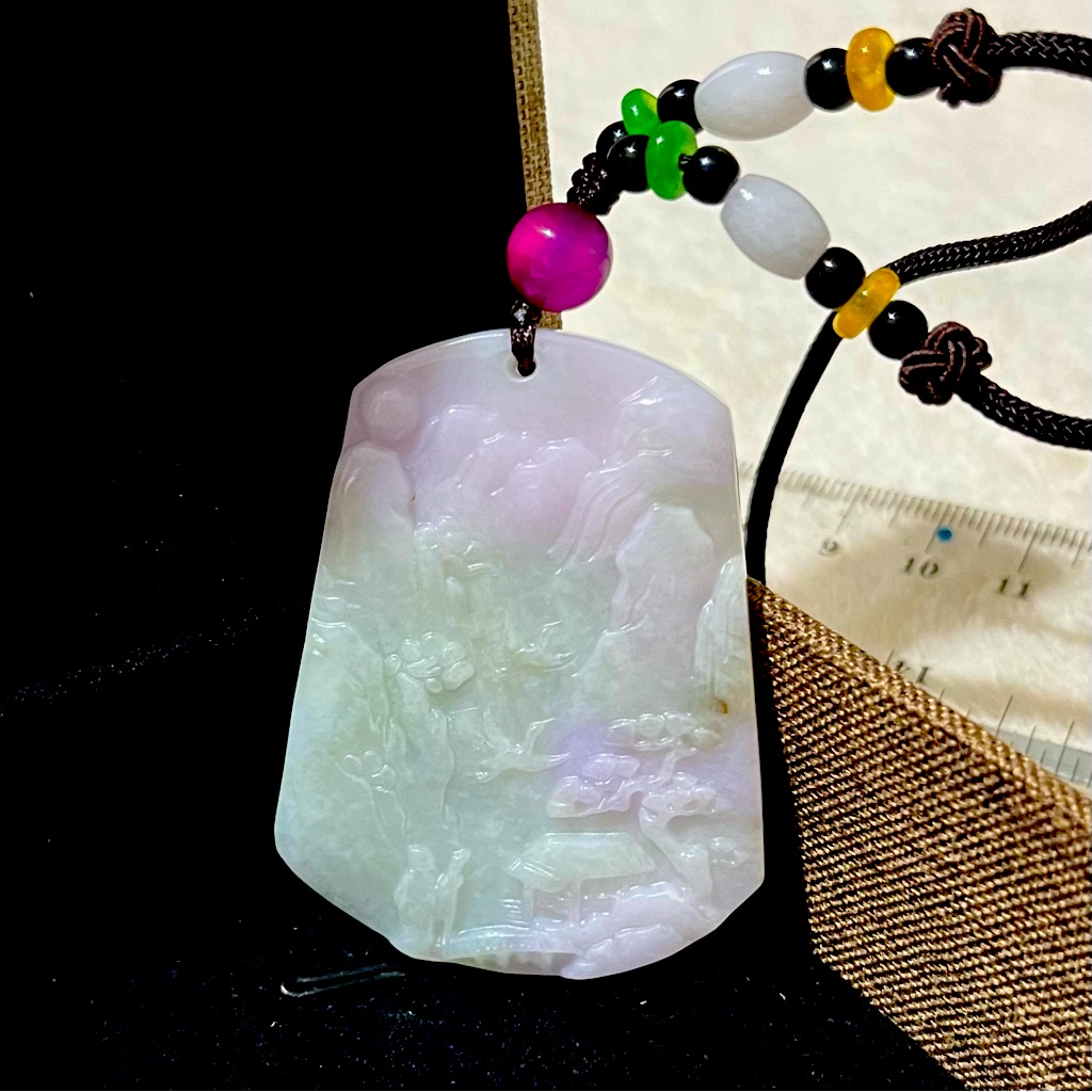 Certified 100 Natural Gradea Rare Lavender Green 4star Landscape Pendant 972749 127$